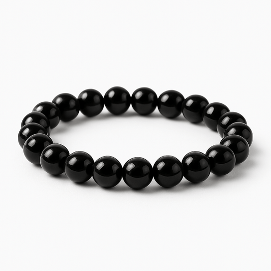 Bratara Elastica cu Margele de Turmalina Neagra de 8mm – Protectie si Echilibru