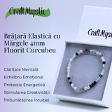 Bratara elastica cu margele 4mm Fluorit curcubeu - Claritate mentala