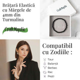 Bratara Elastica cu Margele 4mm din Turmalina Neagra – Protectie Energetica si impamantare
