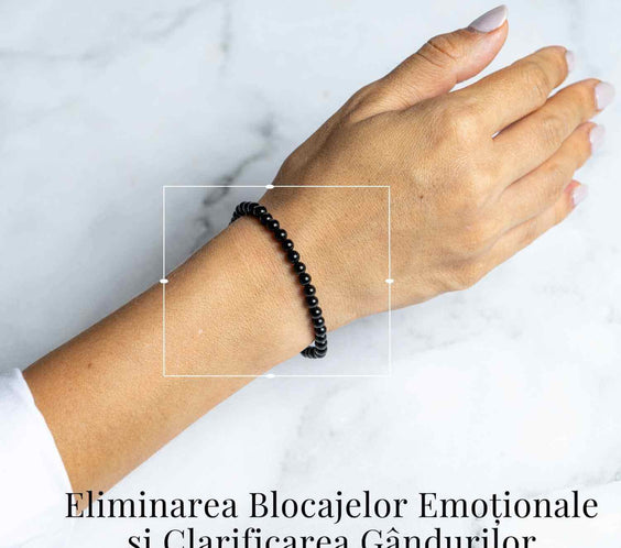 Bratara Elastica cu Margele 4mm din Turmalina Neagra – Protectie Energetica si impamantare