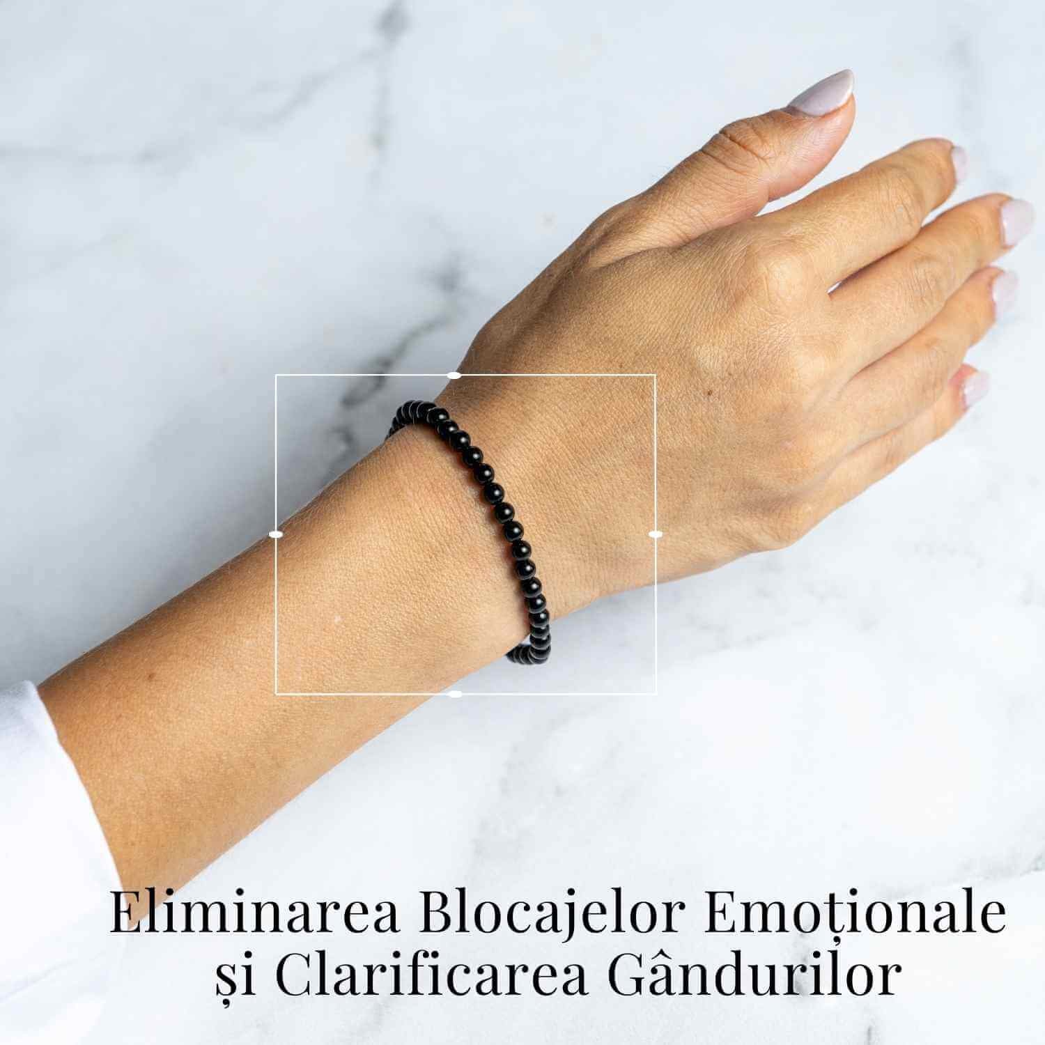 Bratara Elastica cu Margele 4mm din Turmalina Neagra – Protectie Energetica si impamantare