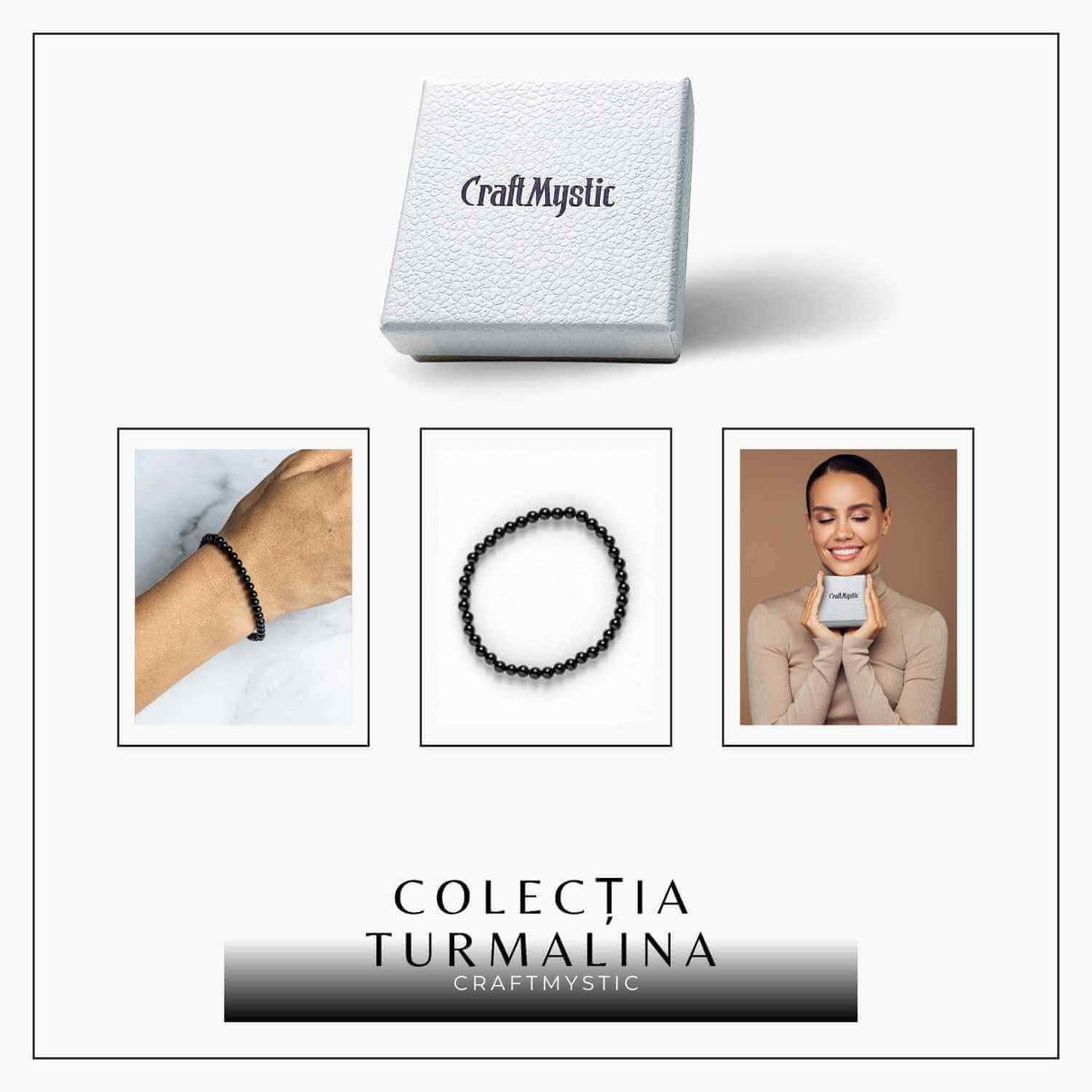 Bratara Elastica cu Margele 4mm din Turmalina Neagra – Protectie Energetica si impamantare