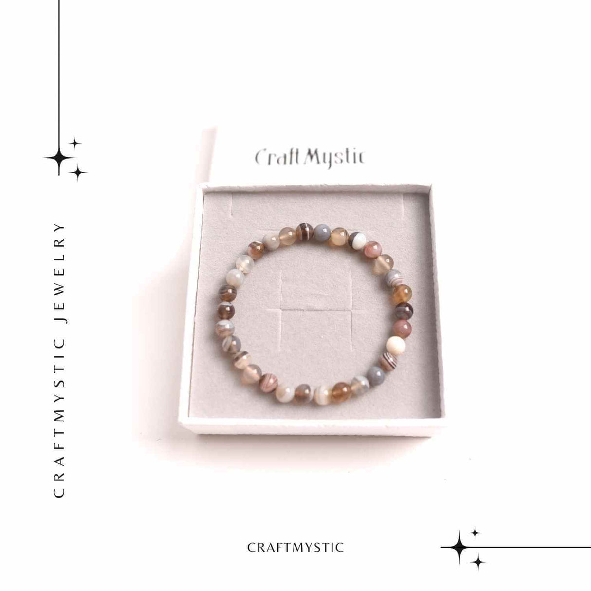 Bratara Elastica cu Margele de 6mm din Agat Botswana - Echilibru si Protectie