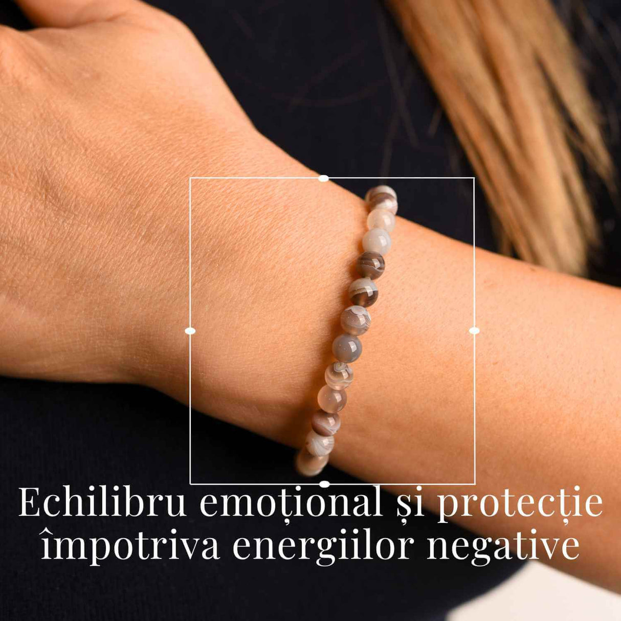 Bratara Elastica cu Margele de 6mm din Agat Botswana - Echilibru si Protectie