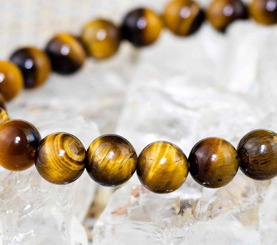 Bratara elastica cu pietre semipretioase ochi de tigru de 8 mm – bratara pentru meditatie