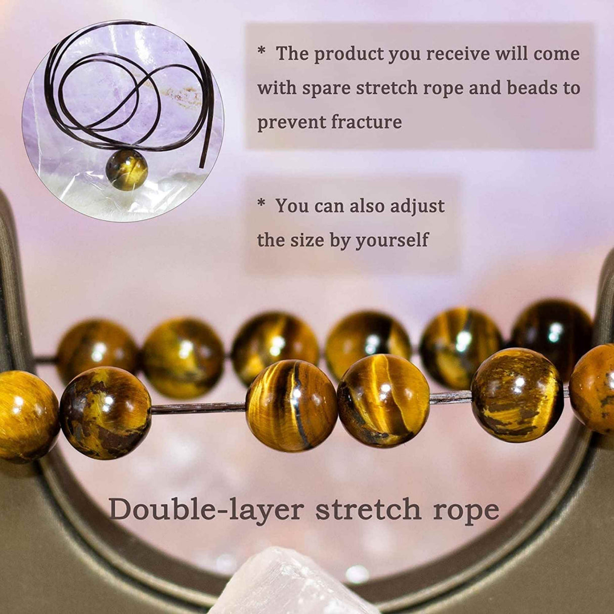 Bratara elastica cu pietre semipretioase ochi de tigru de 8 mm – bratara pentru meditatie