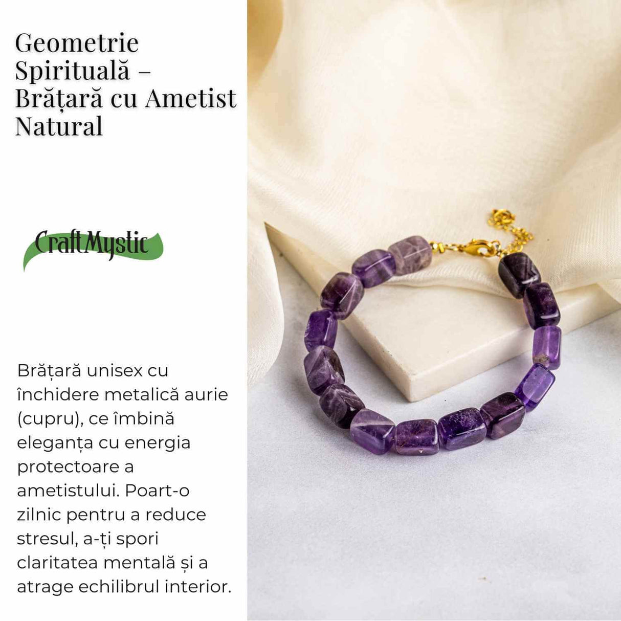 Geometrie Spirituala – Bratara cu Ametist Natural