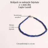Bratara cu margele 2-3 mm Lapis Lazuli fatetat natural pentru intelepciune si armonie interioara