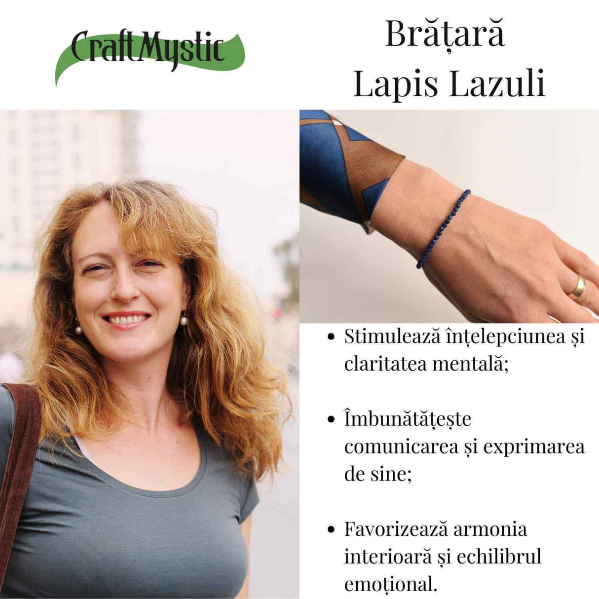 Bratara cu margele 2-3 mm Lapis Lazuli fatetat natural pentru intelepciune si armonie interioara