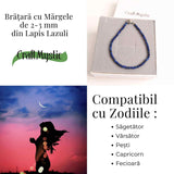 Bratara cu margele 2-3 mm Lapis Lazuli fatetat natural pentru intelepciune si armonie interioara