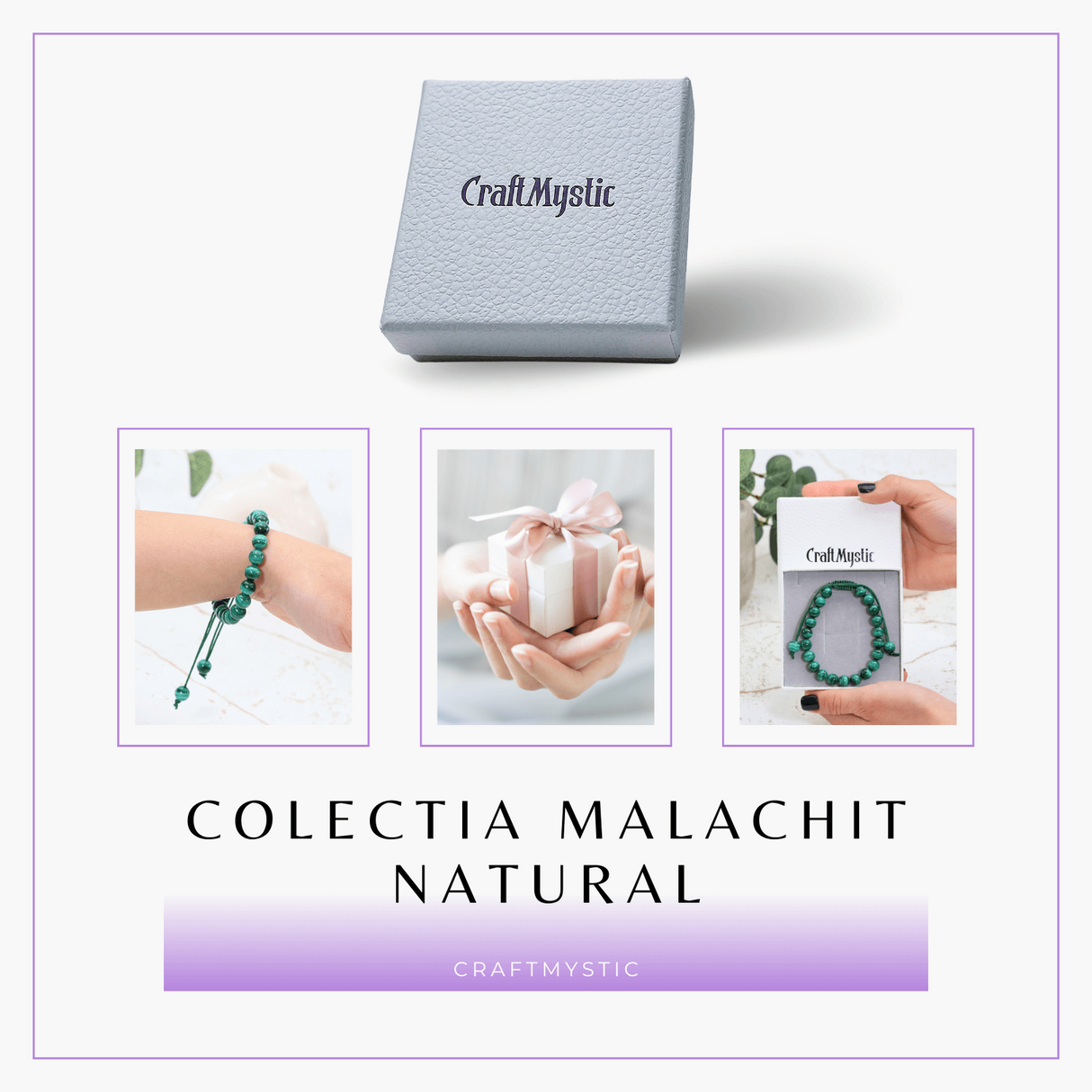 Bratara Reglabila cu Malachit Natural de 8mm - Energie de Vindecare si Protectie