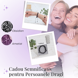 Bratara Reglabila cu Obsidian si Ametist 8mm - Protectie si Liniste Interioara