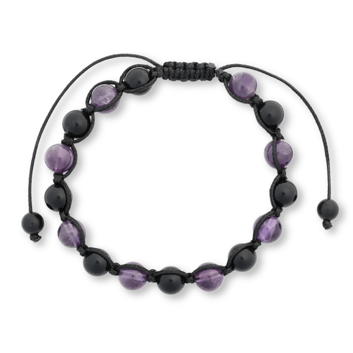 Bratara Reglabila cu Obsidian si Ametist 8mm - Protectie si Liniste Interioara