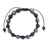 Bratara Reglabila cu Obsidian si Ametist 8mm - Protectie si Liniste Interioara