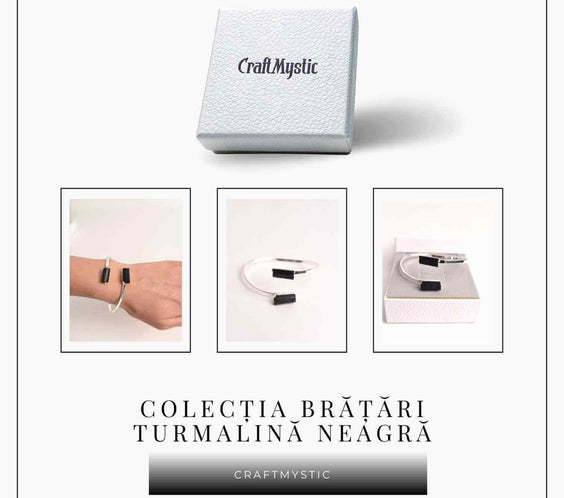 Bratara Metalica Argintie cu Dublu Turmalina, Protectie si Echilibru