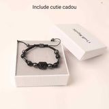 Bratara Ajustabila Impletita cu Margele de 8mm si Piramida din Obsidian si Hematit - Cadou cu Semnificatie