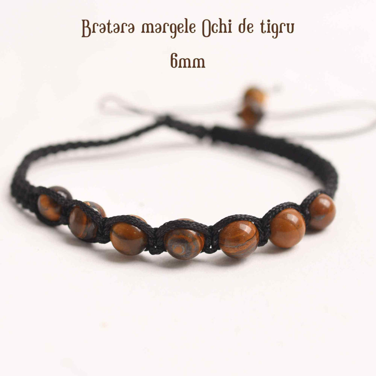 Bratara Reglabila cu Margele de Ochi de Tigru de 6mm - Bijuterii Handmade, Cadou Perfect pentru Femei si Fete