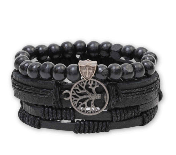 Set 3 Brățări Inedite cu Arborele Vieții si piele sintetica – Stil și Protecție pentru Orice Ocazie
