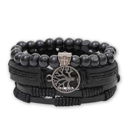 Set 3 Brățări Inedite cu Arborele Vieții si piele sintetica – Stil și Protecție pentru Orice Ocazie