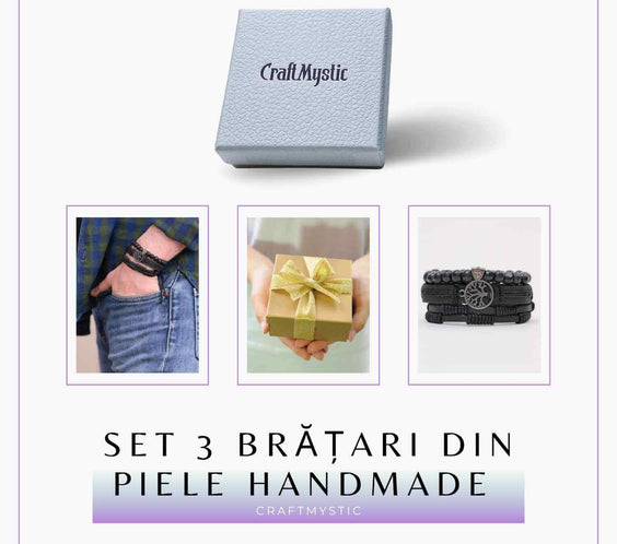 Set 3 Brățări Inedite cu Arborele Vieții si piele sintetica – Stil și Protecție pentru Orice Ocazie