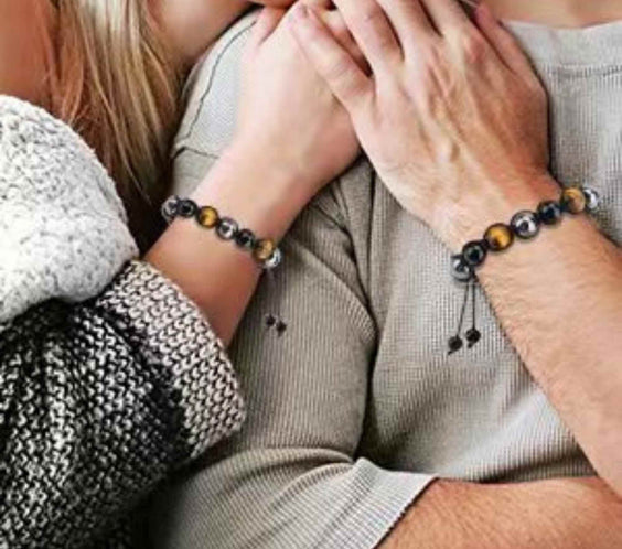 Bratara reglabila cu tripla protectie din obsidian negru, ochi de tigru si hematit 10 mm - bratara feng shui pentru protectie, noroc si prosperitate