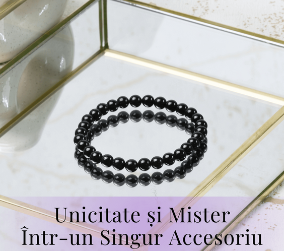 Bratara Elastica cu Margele de Turmalina Neagra de 6mm – Talisman Protector si Stilat