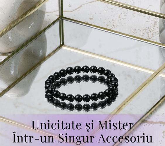 Bratara Elastica cu Margele de Turmalina Neagra de 8mm – Protectie si Echilibru