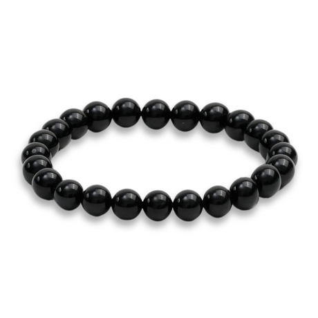 Bratara Elastica cu Margele de Turmalina Neagra de 8mm – Protectie si Echilibru