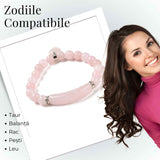 Bratara Zen Cuart Roz 8mm – Iubire si Vindecare Emotionala