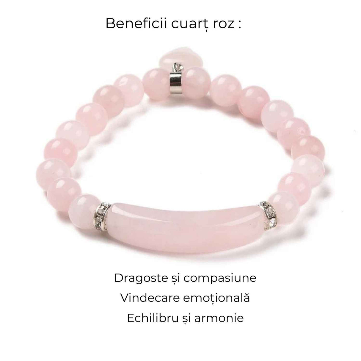 Bratara Zen Cuart Roz 8mm – Iubire si Vindecare Emotionala