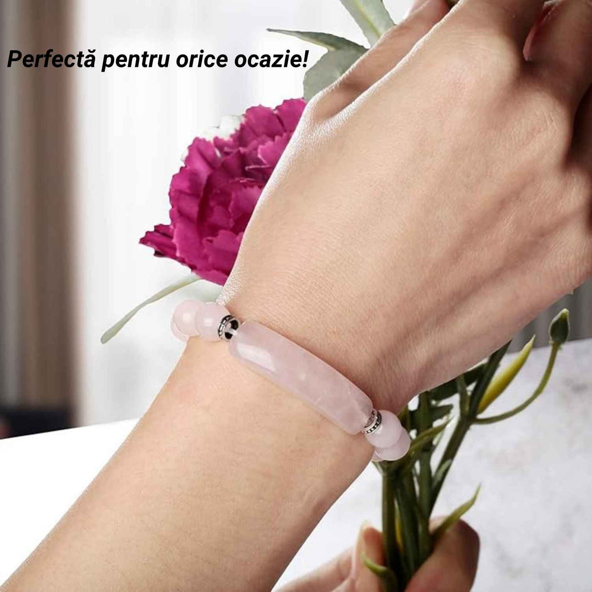 Bratara Zen Cuart Roz 8mm – Iubire si Vindecare Emotionala