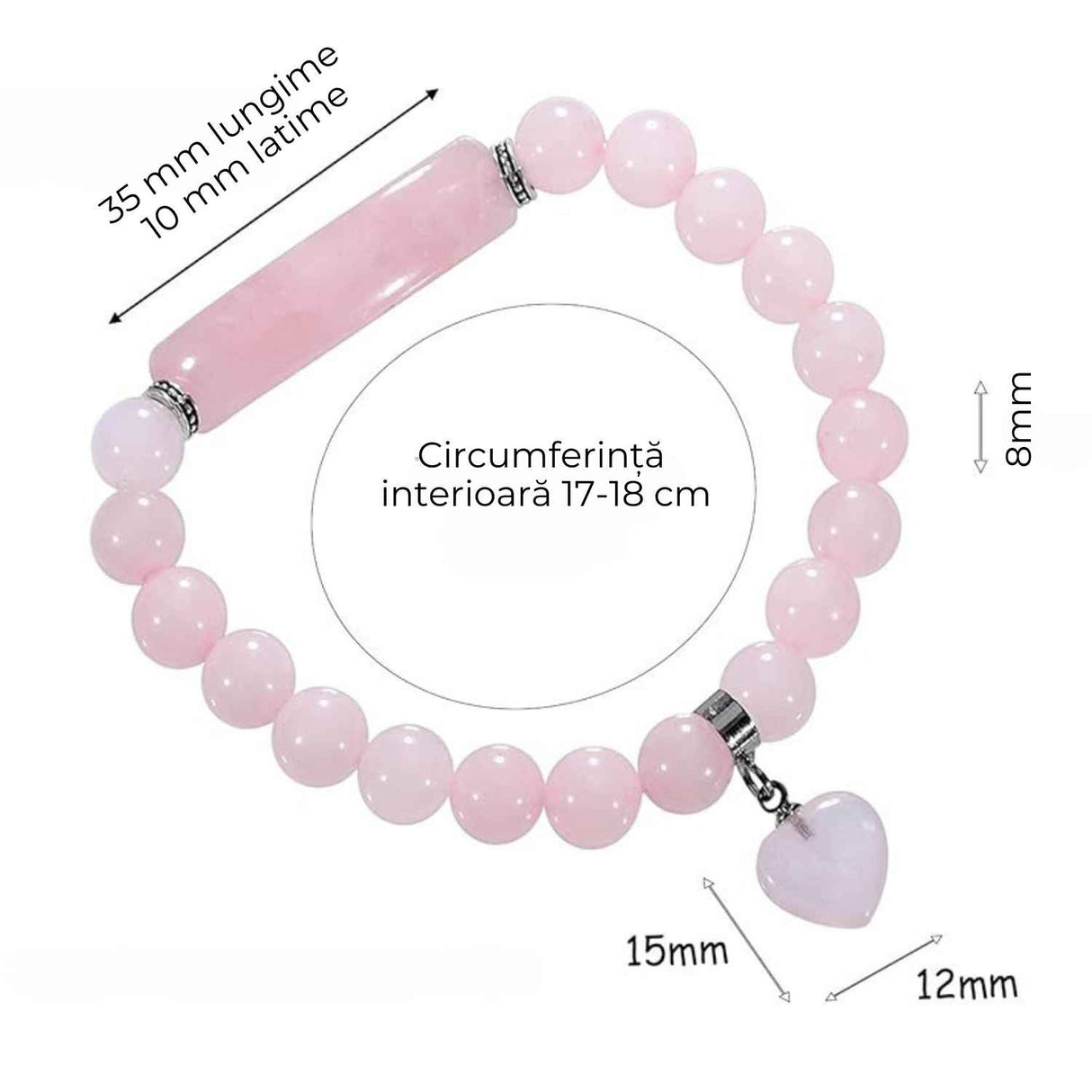 Bratara Zen Cuart Roz 8mm – Iubire si Vindecare Emotionala
