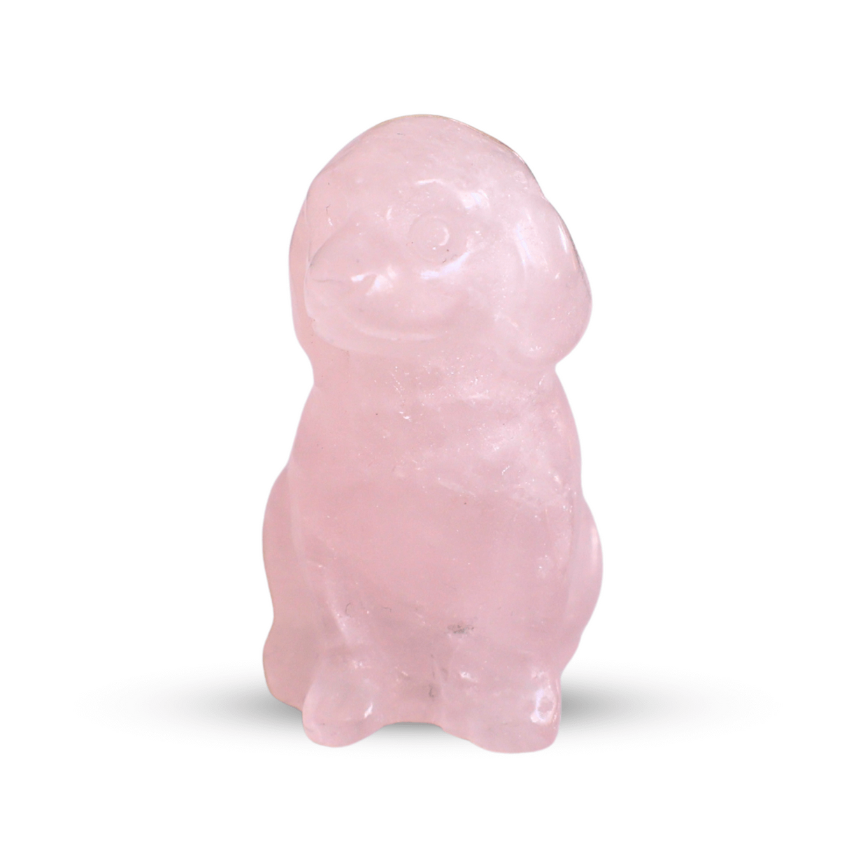 Figurina Artizanala 30mm Catelus din Cuart Roz