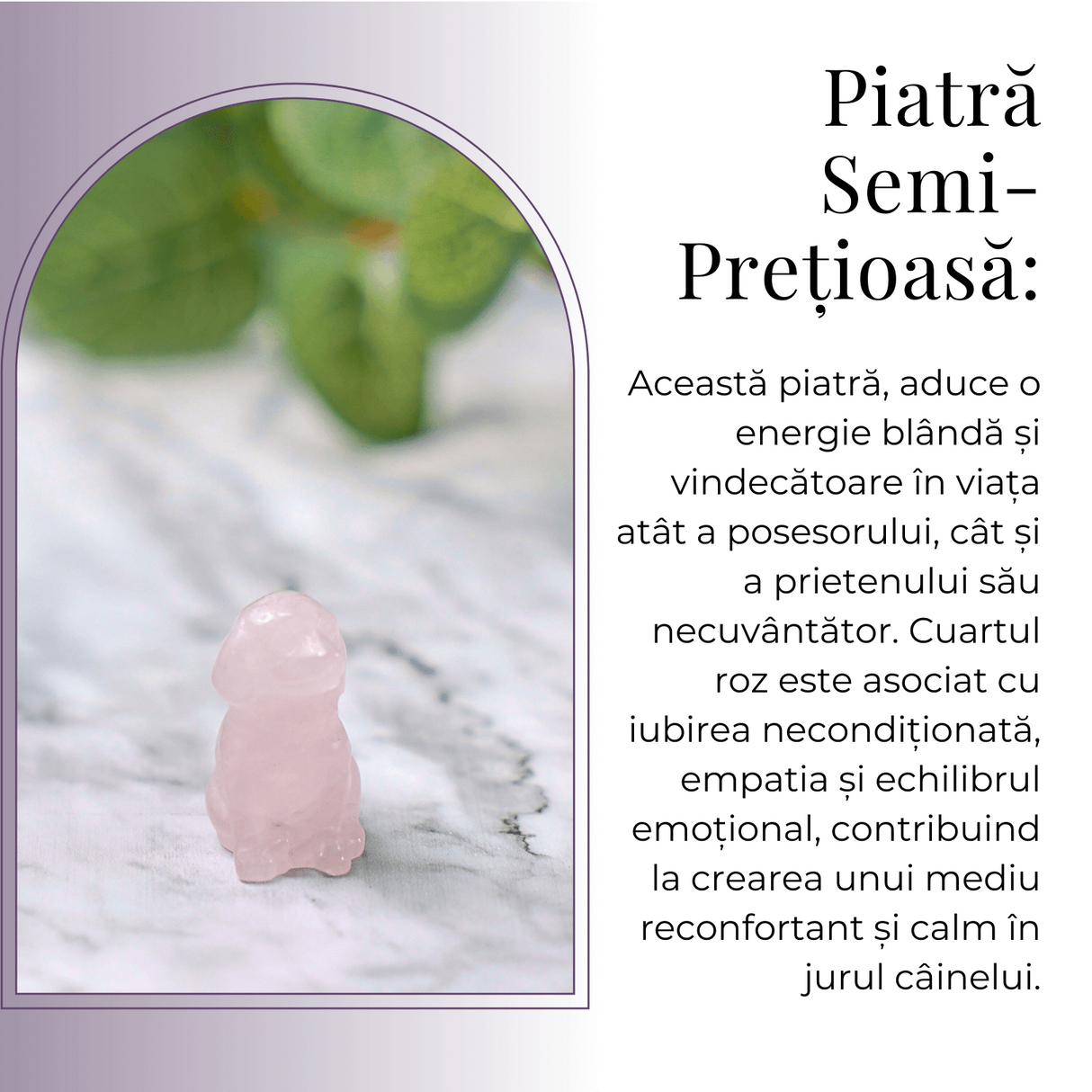 Figurina Artizanala 30mm Catelus din Cuart Roz