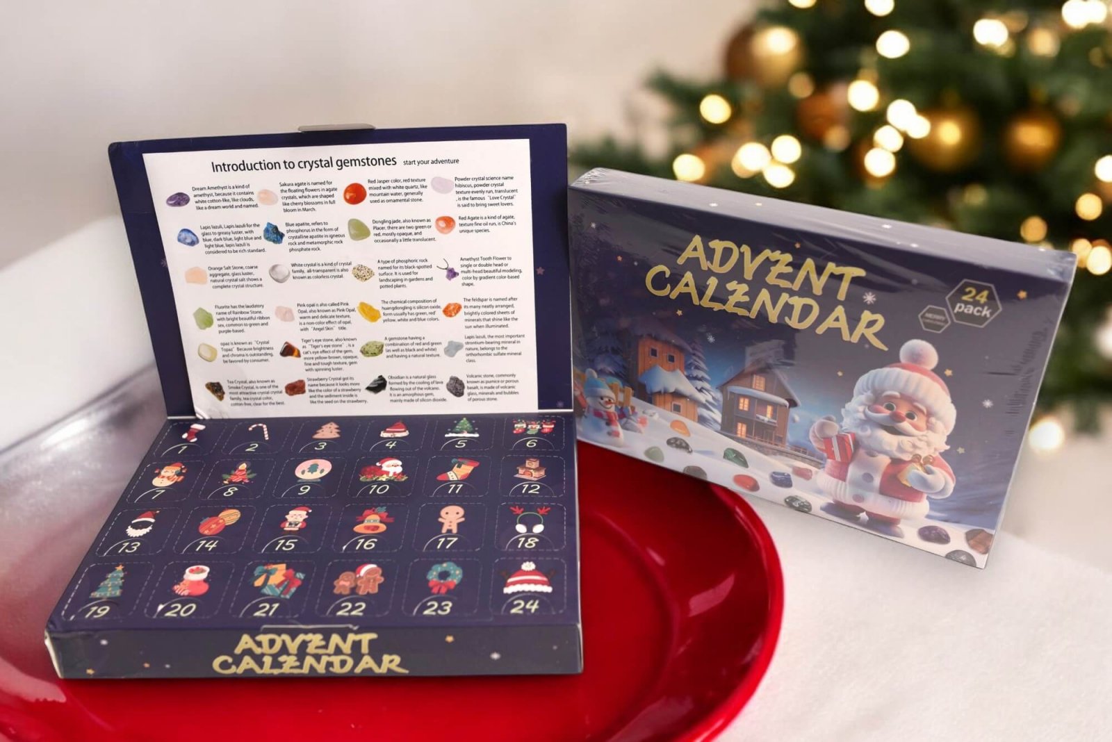 Calendar Advent cu Pietre Naturale – Bucurie si Magie de Craciun