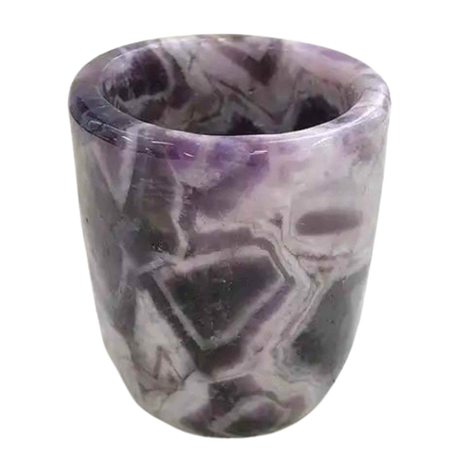Pahar din Cristal de Ametist Chevron Sculptat Manual Capacitate de 200ml Experienta Spirituala in Fiecare Inghititura