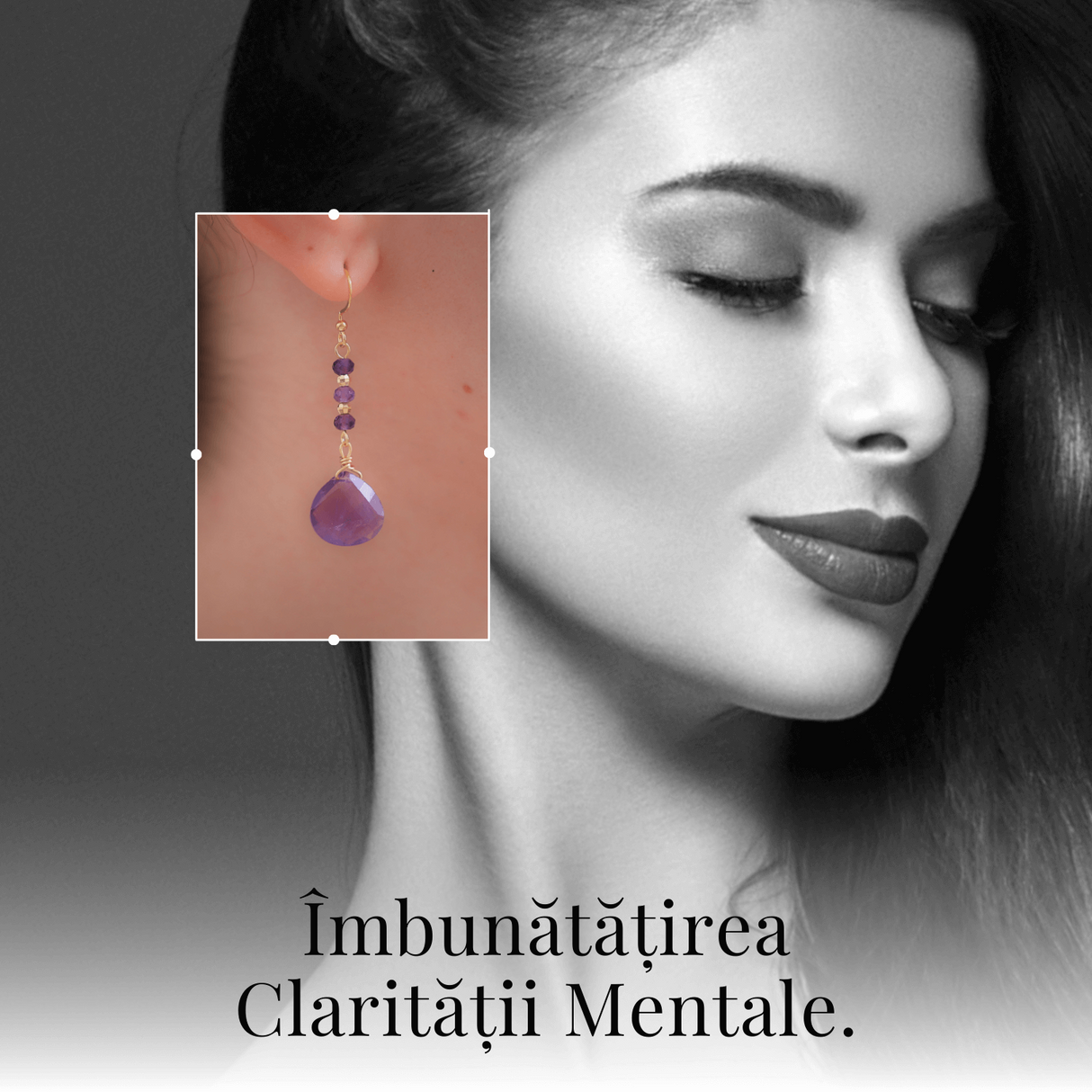 Cercei Rotunzi cu Piatra Ametist Fatetat Aurii - Claritate si Eleganta