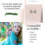Cercei Argint 925 cu Acvamarin Brut - Energie si Claritate