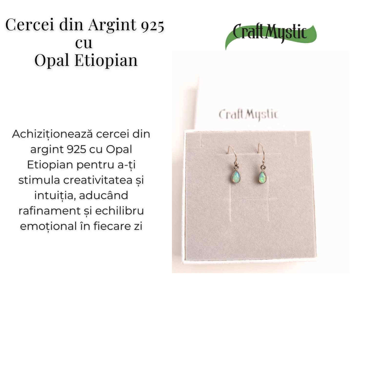 Cercei Argint 925 cu Opal Etiopian - Eleganta si Protectie Energetica