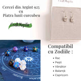 Cercei argint 925 cu Piatra lunii Curcubeu Fatetat