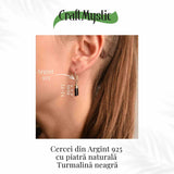 Cercei Argint 925 cu Turmalina Neagra Bruta - Protectie Energetica si Eleganta