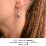 Cercei Argint 925 cu Turmalina Neagra Bruta - Protectie Energetica si Eleganta