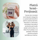Cercei Argintii Ametist Forma Pi - Calm si Claritate Mentala