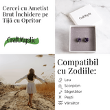 Cercei cu Cristal de Ametist Druzy – Inchidere pe Tija cu Opritor