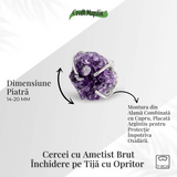 Cercei cu Cristal de Ametist Druzy – Inchidere pe Tija cu Opritor