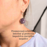 Cercei Argintii cu Ametist Druzy Natural Rotund - Claritate si Eleganta