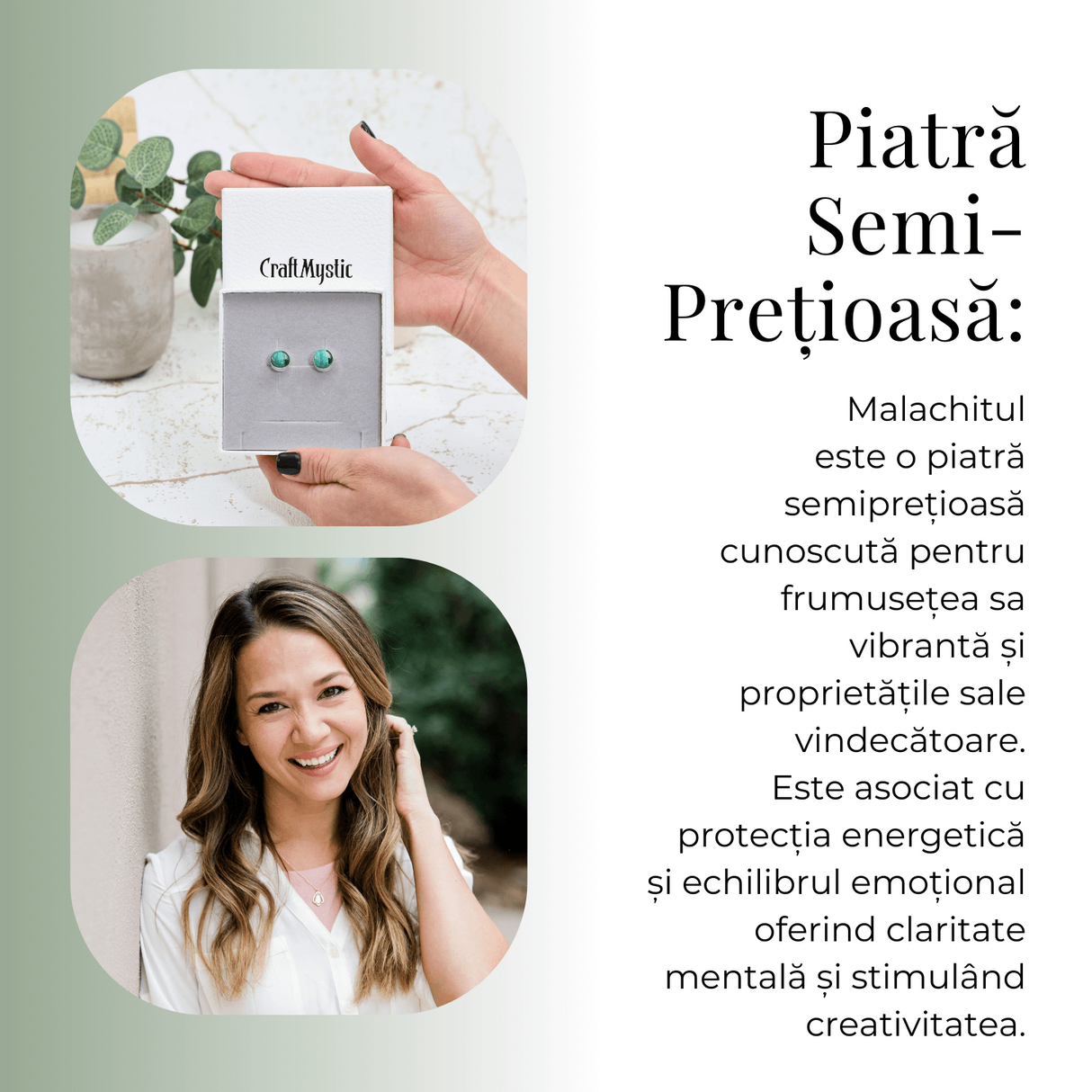 Cercei Eleganti cu Malachit Natural - Frumusete si Protectie Intr-un Singur Accesoriu
