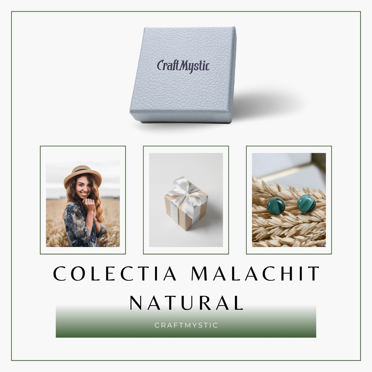 Cercei Eleganti cu Malachit Natural - Frumusete si Protectie Intr-un Singur Accesoriu