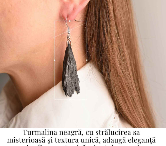 Cercei cu Turmalina Neagra model Aripa – Protectie si Eleganta Naturala
