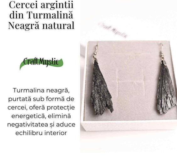 Cercei cu Turmalina Neagra model Aripa – Protectie si Eleganta Naturala